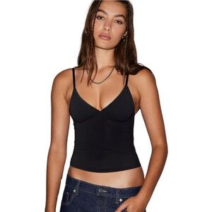 Urban Outfitters Black Fitted Spaghetti-Strap Cami